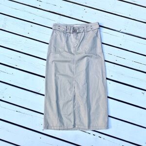 SONOMA KHAKI SLIT MAXI SKIRT W/ BELT